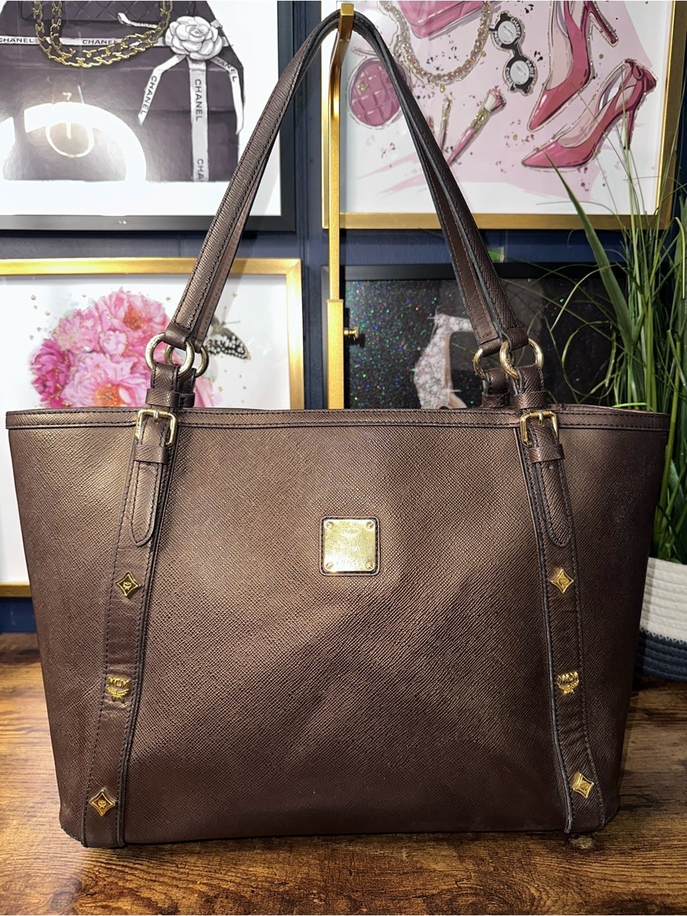 🤎 MCM Bronze Leather Tote Bag 🤎